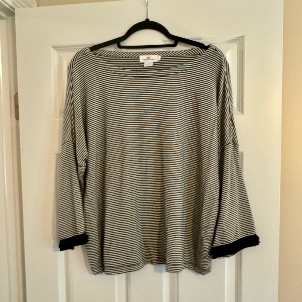 Vineyard Vines Classic Black and White Striped Shirt L